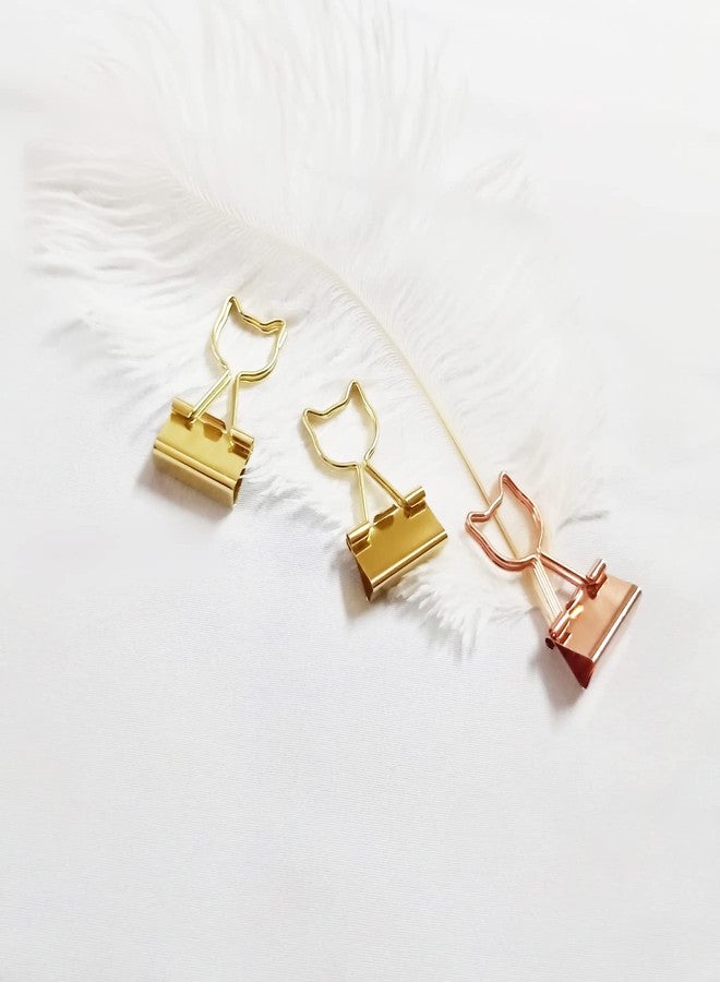 Supfoxer Cat Binder Clips 3/4-Inch Medium Rose Gold Paper Clips in Acrylic Crystal Box Apply to Invoice Bill Clip Decorative Paper Clips Notes Letter for Office Home School - Image 5