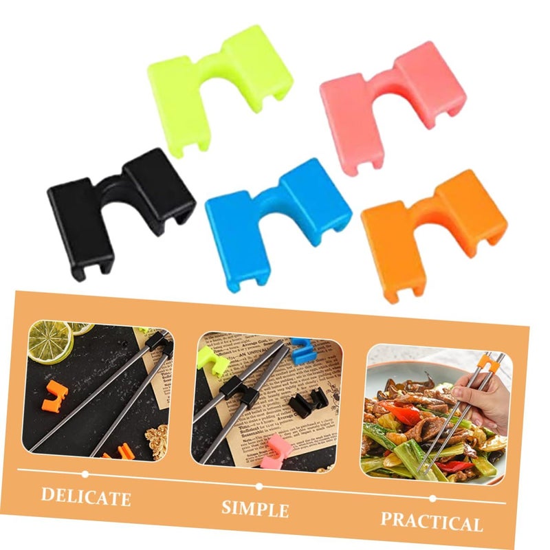 Amosfun 10 Piece Reusable Chopstick Helper Set for Adults Boys and Girls Plastic Chopstick Connector Easy To Use Learning Training Tool Red - Image 4