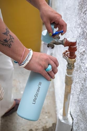 LifeStraw Go Series – Insulated Stainless Steel Water Filter Bottle for Travel and Everyday Use, Removes Bacteria, Parasites and Microplastics, Improves Taste, 18oz Seafoam - Image 3