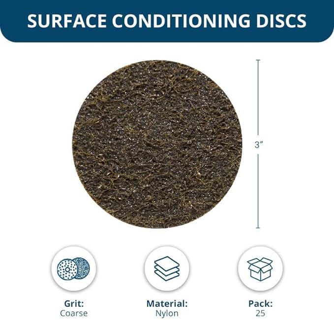 Benchmark Abrasives 3 Inch Sanding Discs Quick Change Nylon Surface Conditioning Discs, Drill & Die Grinder Sanding Disc Rust Remover for Metal Paint Stripper & Removal, Polishing - (25 Pack)(Coarse) - Image 5