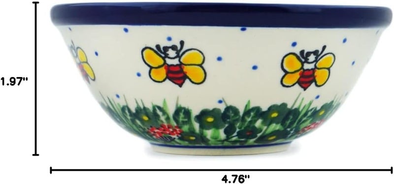 Polmedia Polish Pottery وعاء بولندي من الفخار بقطر 4 بوصات مصنوع من سيراميكا أرتيستشينا بموضوع نحلة سعيدة توقيع UNIKAT شهادة الأصالة - Image 5