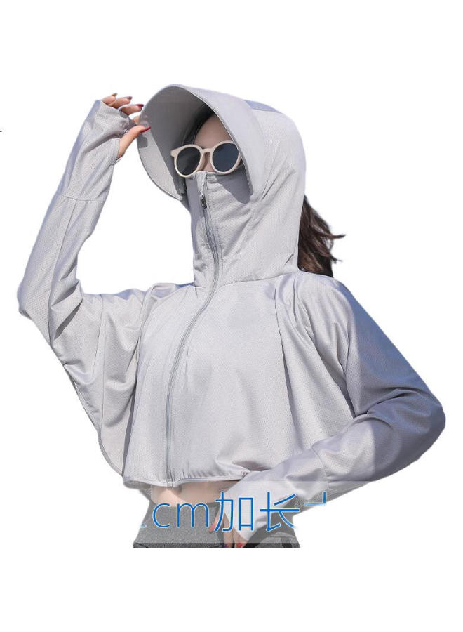 Bikebros Women'S Sun Protection Clothing, Ice Silk Sun Protection Garment, Summer Lightweight Outdoor Windbreaker, Uv Protection Upf50+, Breathable Ice-Feel Cape, White With Extended Brim - Image 1