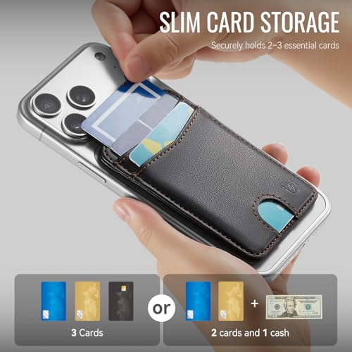 Usroom for Magsafe Wallet Magnetic Card Holder RFID Blocking, Strong Magnet Slim Wallet Stick on Phones and Cases for iPhone 17/16/15/14/13/12/ Pro/Max/Plus, Black - Image 3