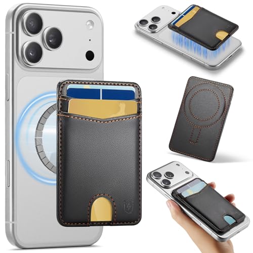 Usroom for Magsafe Wallet Magnetic Card Holder RFID Blocking, Strong Magnet Slim Wallet Stick on Phones and Cases for iPhone 17/16/15/14/13/12/ Pro/Max/Plus, Black - Image 1