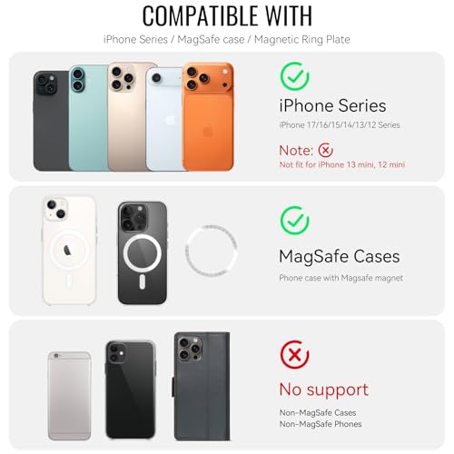 Usroom for Magsafe Wallet Magnetic Card Holder RFID Blocking, Strong Magnet Slim Wallet Stick on Phones and Cases for iPhone 17/16/15/14/13/12/ Pro/Max/Plus, Black - Image 5