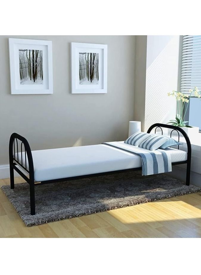 Karnak Single Metal Steel Bed Dimension 90x190 Centimeters  (Black) - Image 1