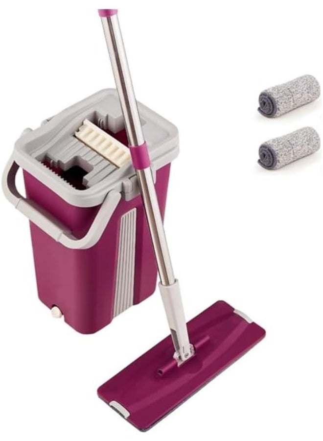 TAJ BAZAAR Ordinary hexagonal Floor mop with Bucket, Flat Squeeze Cleaning Supplies, and Two Reusable Pads with a 360° Flexible mop Head Wipes for a Clean, Home Office Floor - Image 1