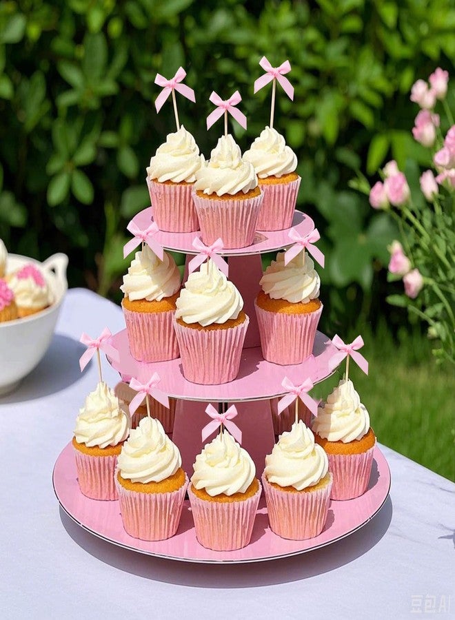 Solldgt 48Pcs Pink Bow Cupcake Toppers, Pink Bow Cake Topper Birthday Decorations, Mini Bowknot Cupcake Picks for Coquette Theme Party Decoration Bachelorette Bridal Engagement Wedding Baby Shower Party Decor - Image 5