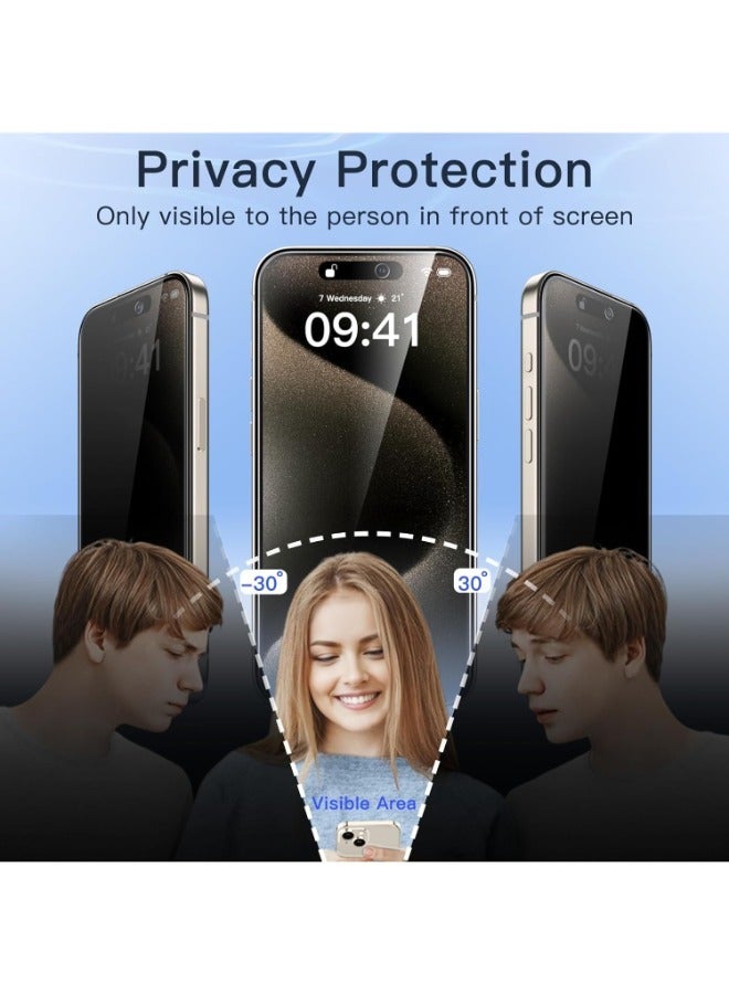 جلاس حماية شاشة للخصوصية لموبايل ايفون 16 (iPhone 16)، بدرجة صلابة 9H طبقة من الزجاج المقوى مضادة للتجسس وبوضوح عالي HD من جلاس (2 قطعة) - Image 2