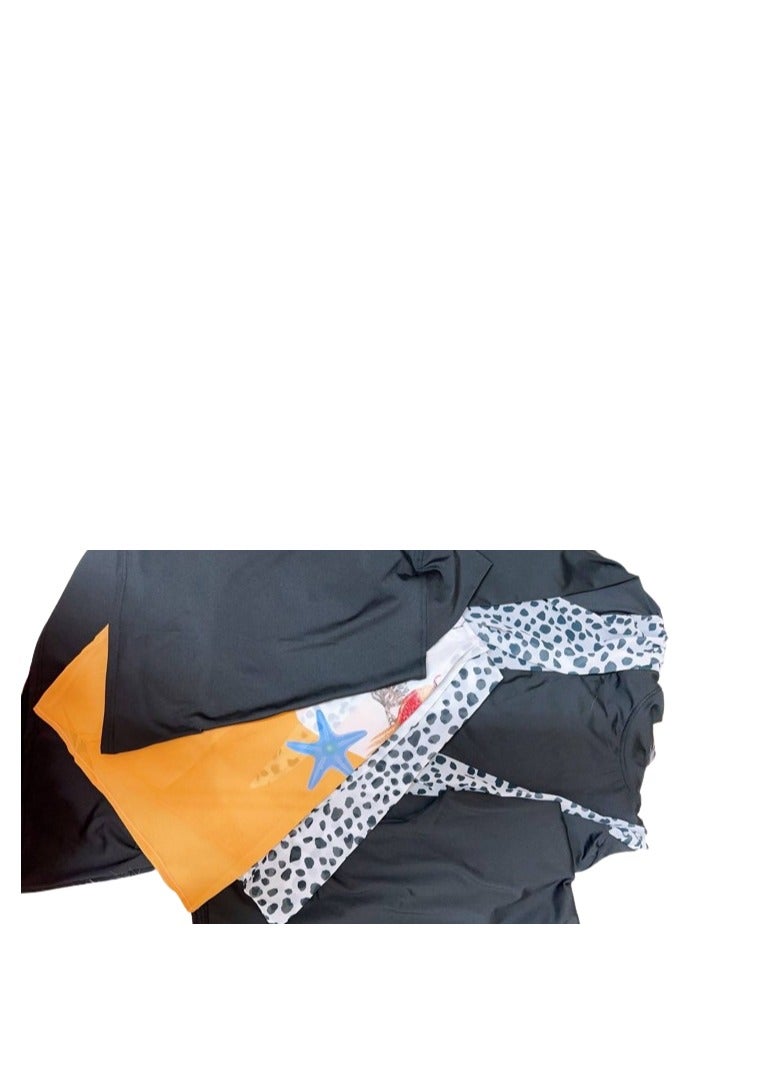 Women's swimsuit, 4 pieces, black and orange,  - Image 4