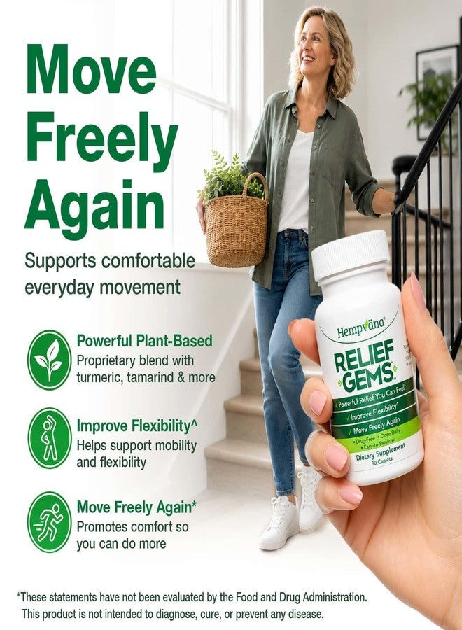 Hempvana Relief Gems – Daily Support for Temporary Relief of Minor Aches & Pains – Clinically Studied Ingredients – Once-Daily Easy-to-Swallow Caplet – 30 Count - Image 2