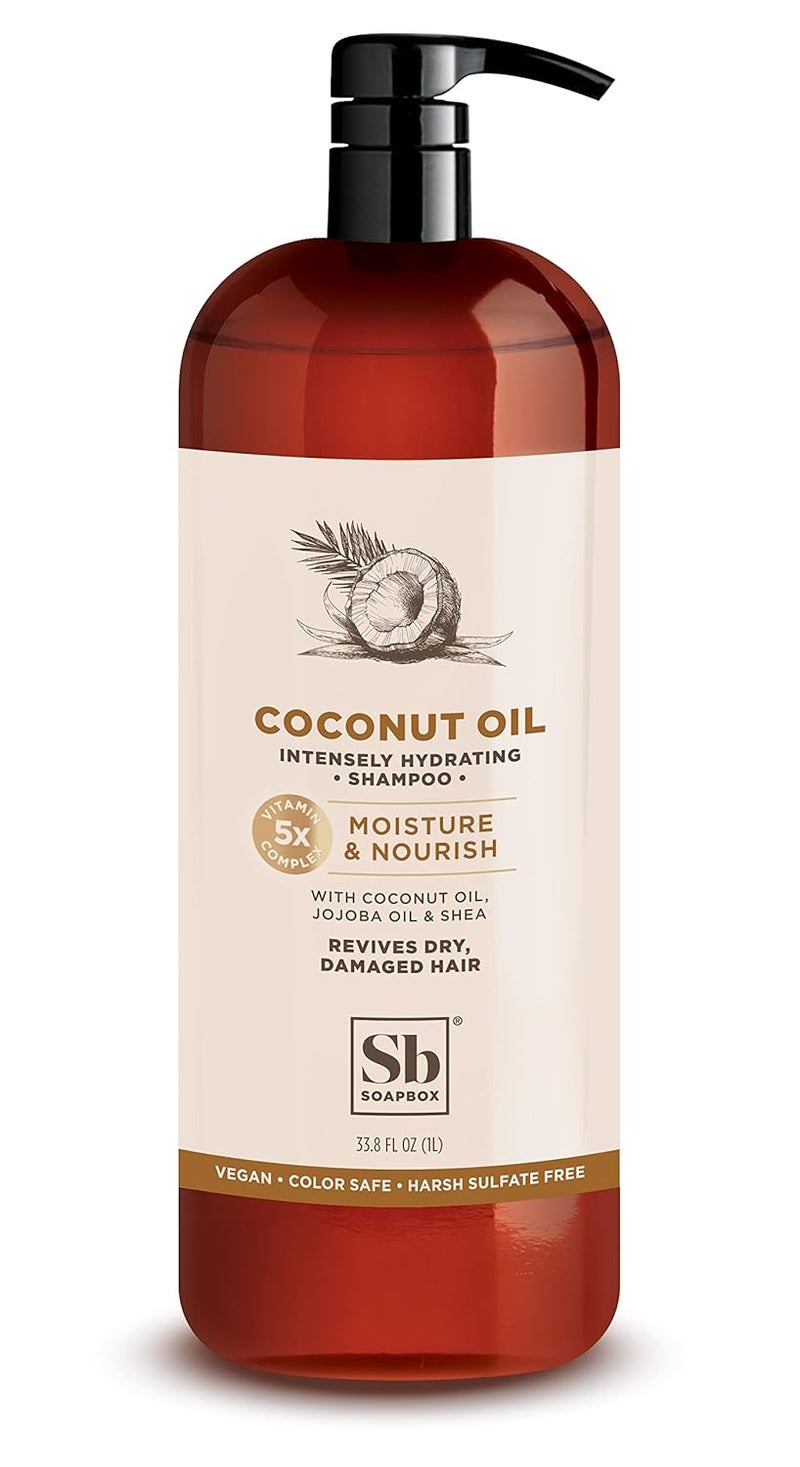 Soapbox Coconut Oil Shampoo, Sulfate Free, Paraben Free, Silicone Free, Color Safe, and Vegan Hair Shampoo (33.8 Ounces)