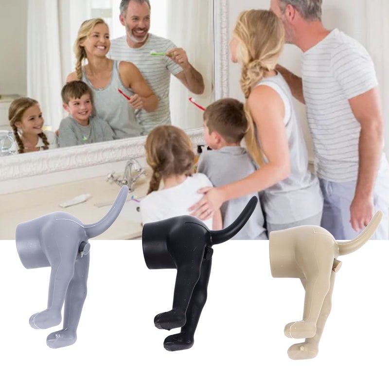3PCS Dog Butt Toothpaste Topper Tooth Paste Dispenser Cap Squeezing Head for Kids Black Brown Gray - Image 1