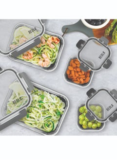 BEOLA BEOLA Set of 2 Glass Food Storage Containers with Airtight Lids and Silicone Protection, Leakproof Food Organizer, Freezer, Dishwasher, Microwave Safe Kitchen Organizer for Food (640ml, Lava Gray)  - Image 5