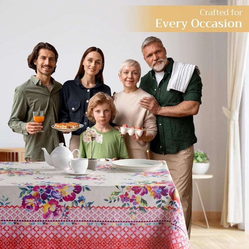 Maison d' Hermine Maison d Hermine Table Cloth Rectangle Table 100 Cotton 70 x 90 Inches Tablecloth Reusable Decorative for Dining Room Farmhouse Home Party Festive  Wedding Spring Summer  Rose Garden - Image 5