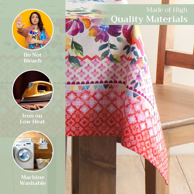 Maison d' Hermine Maison d Hermine Table Cloth Rectangle Table 100 Cotton 70 x 90 Inches Tablecloth Reusable Decorative for Dining Room Farmhouse Home Party Festive  Wedding Spring Summer  Rose Garden - Image 3