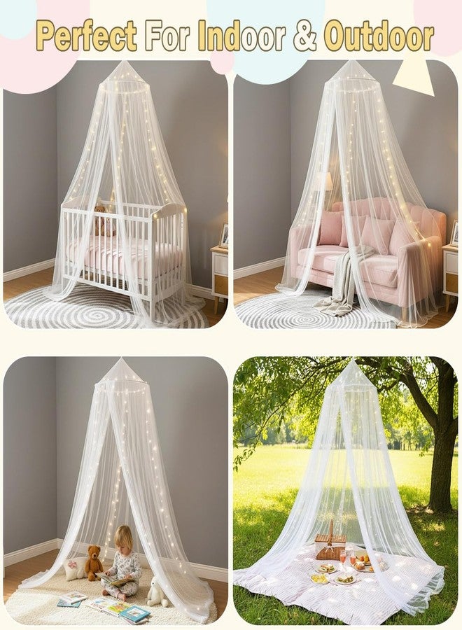 Akiky Bed Canopy with Lights White Bed Canopy for Girls Princess Canopy Bed Curtains for Twin to King Size Bed Dreamy Mosquito Netting for Indoor Outdoor, Bedroom Accessories - Image 5