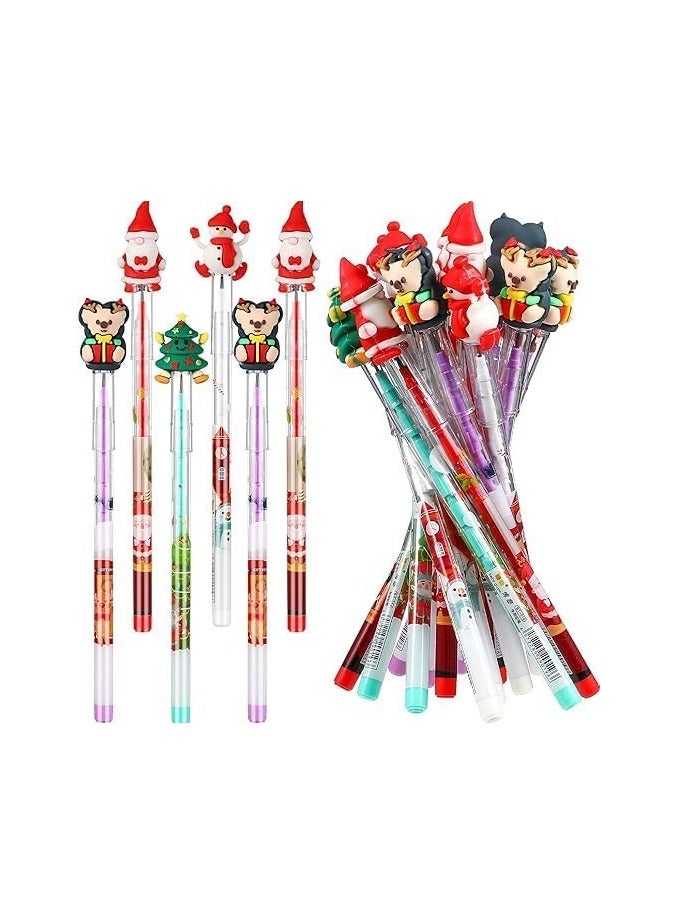 مجموعة اقلام رصاص متعددة السنون قابلة للتكديس مكونة من 16 قطعة من كيس انجل، اقلام سنون مزينة بأنماط رجل الثلج وسانتا للحفلات والهدايا الفاخرة والفصول الدراسية - Image 1