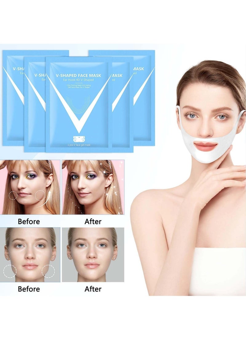 Generic - Double Chin Mask Reusable, 5Pcs Lifting Face Mask,Double Chin Mask, V Line Lifting Mask for All Skin Types,V Shape Face Lift Mask for Lifting and Firming the Face - Image 1