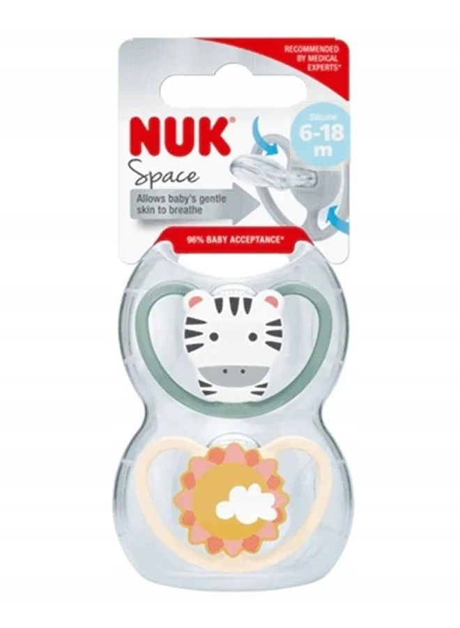 NUK Pacifierfier Silicone  Space 2-Pieces 6-18M