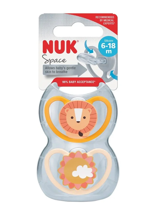 NUK Pacifierfier Silicone  Space 2-Pieces 6-18M