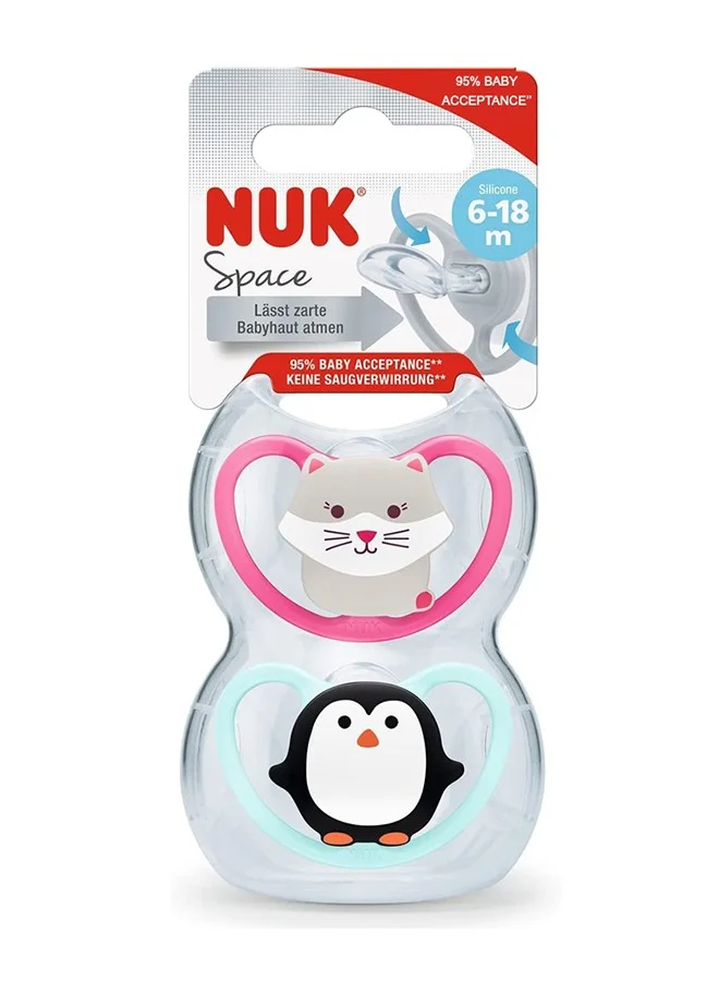 NUK Pacifierfier Silicone  Space 2-Pieces 6-18M
