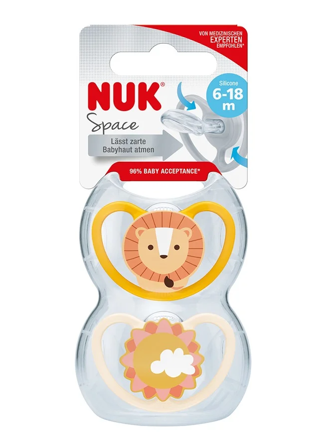 NUK Pacifierfier Silicone  Space 2-Pieces 6-18M