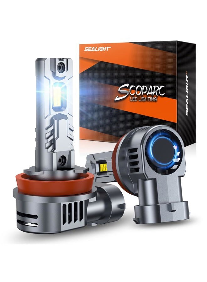 SEALIGHT H9/H11/H16 Fog Light Bulbs 36000LM, Extra Wide View, 6500K Cooling Fan, H11 Bulb Size for ATVs, Plug and Play, Pack of 2 - Image 1