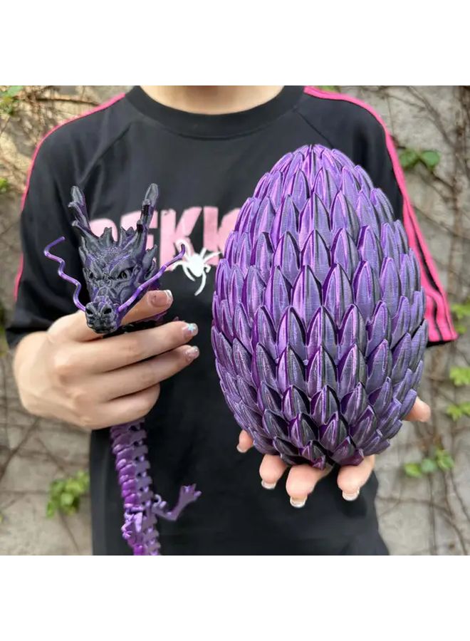 Blue Golden Small 3D Printed Dragon Egg Set Movable Statue Desktop Decor Halloween Christmas Gift - Image 3