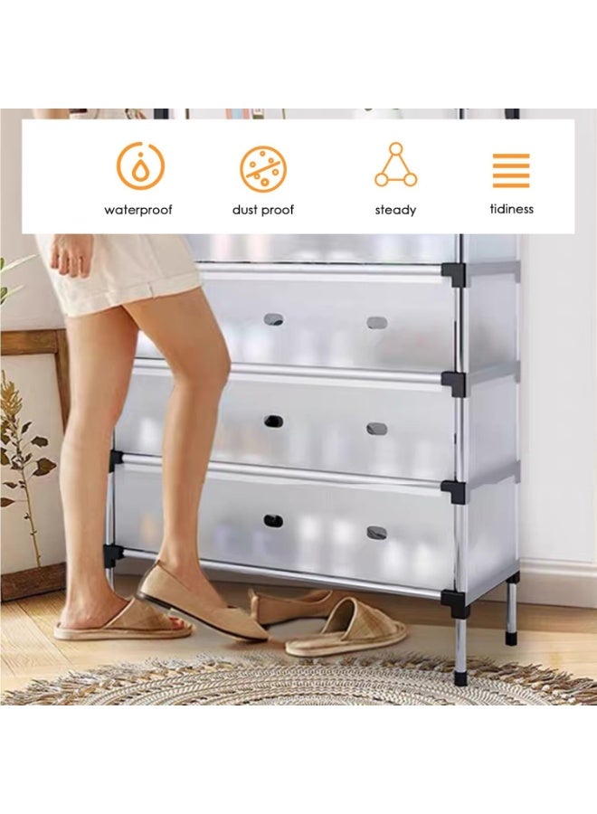 5-Tier Shoe Rack with Dustproof Layer Covers Sturdy Holds up to 30-38 Pairs Space-Saving Shoe Organizer for Closet Entryway Bedroom Durable Shoe Storage Shelf for Men Women Kids Shoes - Image 3