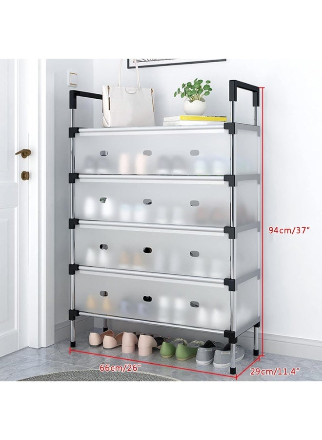 5-Tier Shoe Rack with Dustproof Layer Covers Sturdy Holds up to 30-38 Pairs Space-Saving Shoe Organizer for Closet Entryway Bedroom Durable Shoe Storage Shelf for Men Women Kids Shoes - Image 2