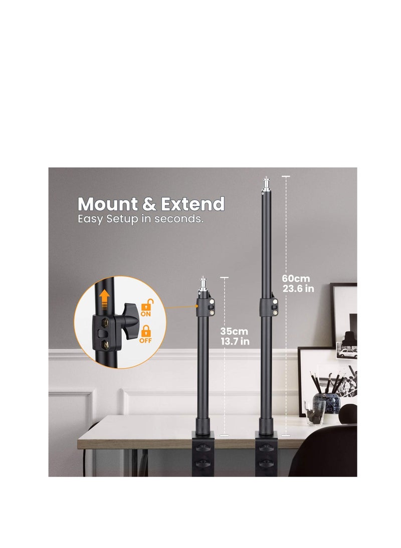 Excefore Extendable Camera Desk Mount, 45-74cm Adjustable Table Mount with 1/4 Screw and Extra 360° Ball Head, Camera Clip Stand for Live Streaming, Video Photography Shooting - Image 2