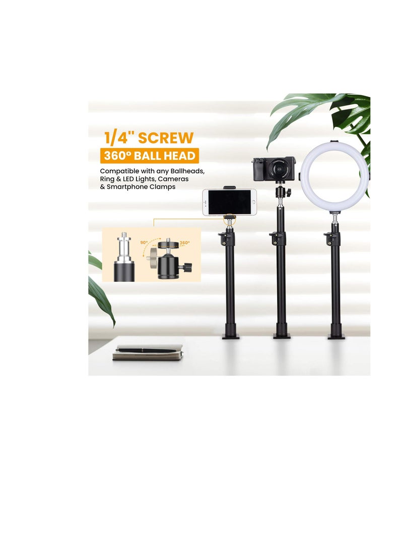 Excefore Extendable Camera Desk Mount, 45-74cm Adjustable Table Mount with 1/4 Screw and Extra 360° Ball Head, Camera Clip Stand for Live Streaming, Video Photography Shooting - Image 3