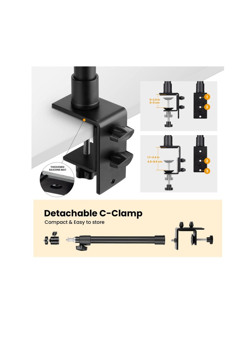 Excefore Extendable Camera Desk Mount, 45-74cm Adjustable Table Mount with 1/4 Screw and Extra 360° Ball Head, Camera Clip Stand for Live Streaming, Video Photography Shooting - Image 4