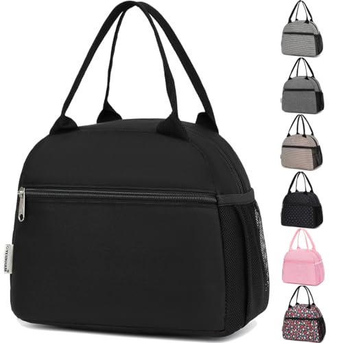 GYEUKHAM Lunch Bag Women, Lunch Box for Adult Men Kids Girls, Small Cute Lunchbox Tote Large Capacity Insulated Lunch Container Cooler for Work School Picnic Travel, Black - Image 1