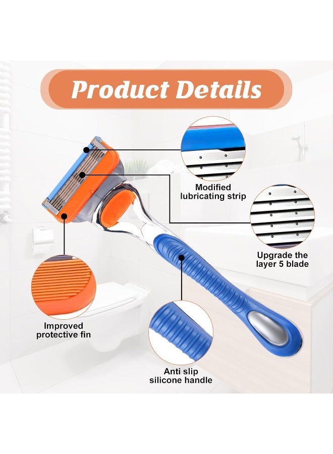 SYOSI 8-Pack Men's Razor  5-Layer Shaver with Handle, Compatible with Fusion for Replacement, Smooth Shave, - Image 4