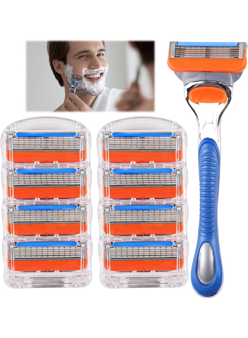 SYOSI 8-Pack Men's Razor  5-Layer Shaver with Handle, Compatible with Fusion for Replacement, Smooth Shave, - Image 1