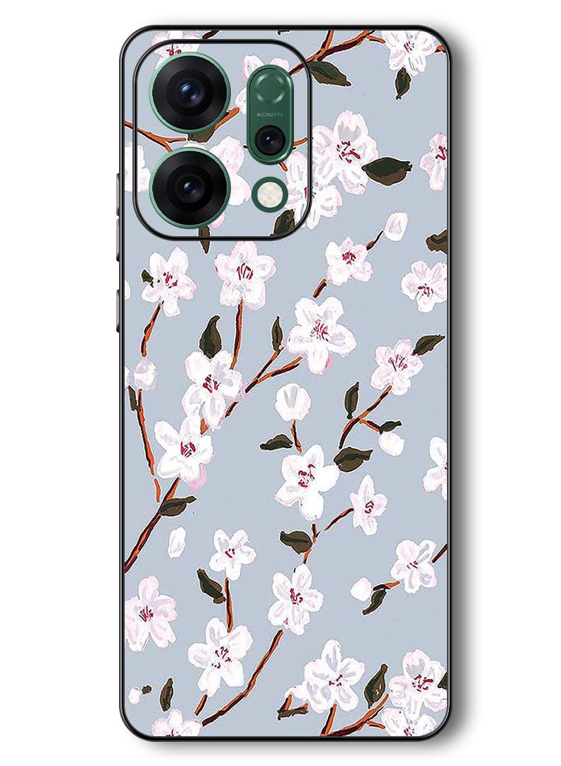 Theodor Case Compatible with Oppo Reno 14 6.59 Inch Protection Shockproof Bumper Cover White Flower - Image 1
