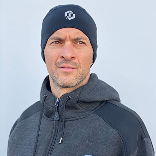 SLS3 Running Skull Cap for Men Women — Thin Thermal Cycling Hat Under Helmet — Wind Blocking, Moisture Wicking, Lightweight Winter Skull Cap Beanie for Running, Cycling & Outdoor Workouts (Black) - Image 4