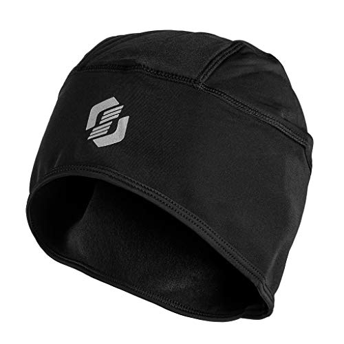 SLS3 Running Skull Cap for Men Women — Thin Thermal Cycling Hat Under Helmet — Wind Blocking, Moisture Wicking, Lightweight Winter Skull Cap Beanie for Running, Cycling & Outdoor Workouts (Black) - Image 1