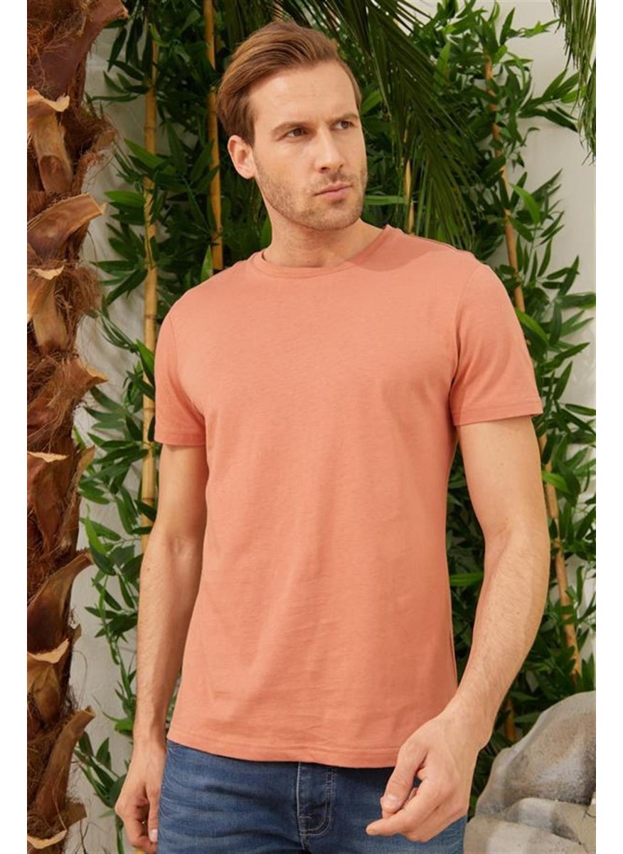 Odelon Men's Crew Neck Slim Fit Basic T-Shirt Tile  - Image 3