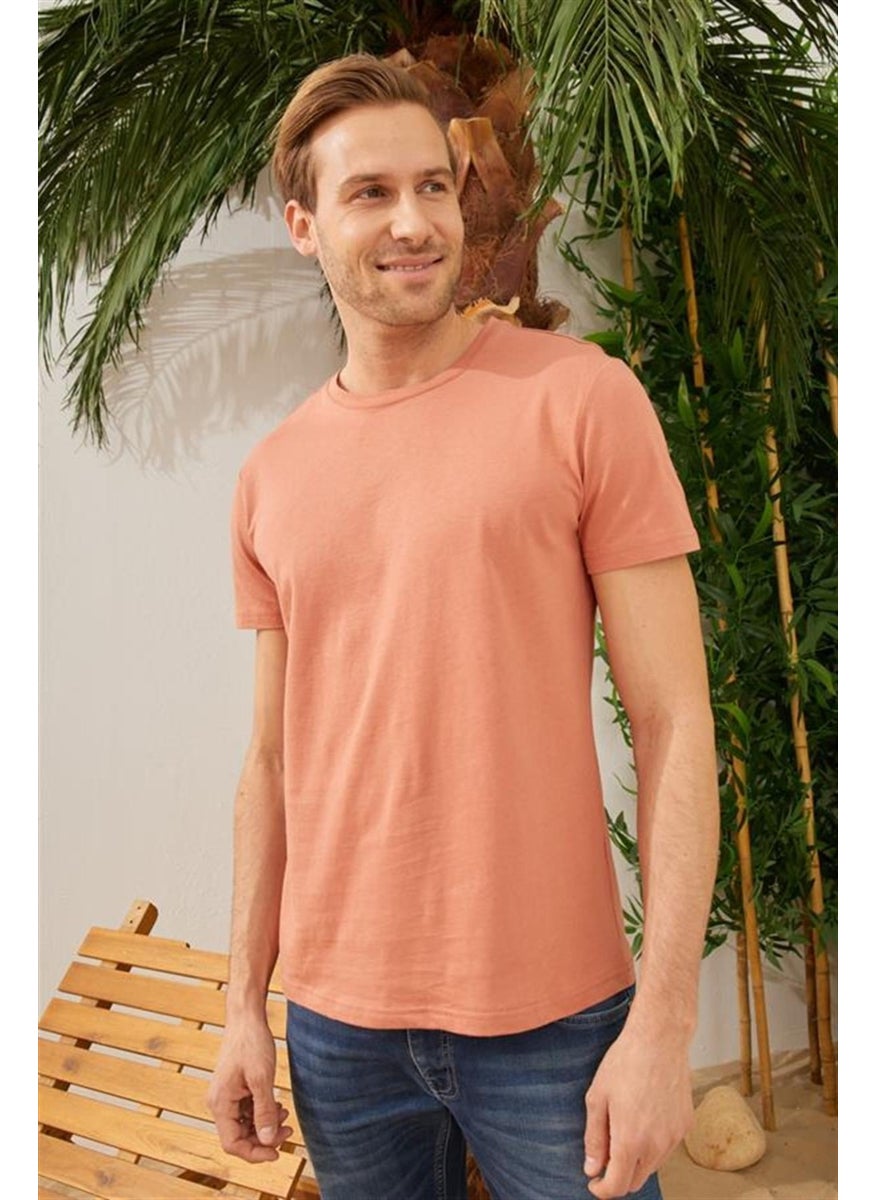 Odelon Men's Crew Neck Slim Fit Basic T-Shirt Tile  - Image 1