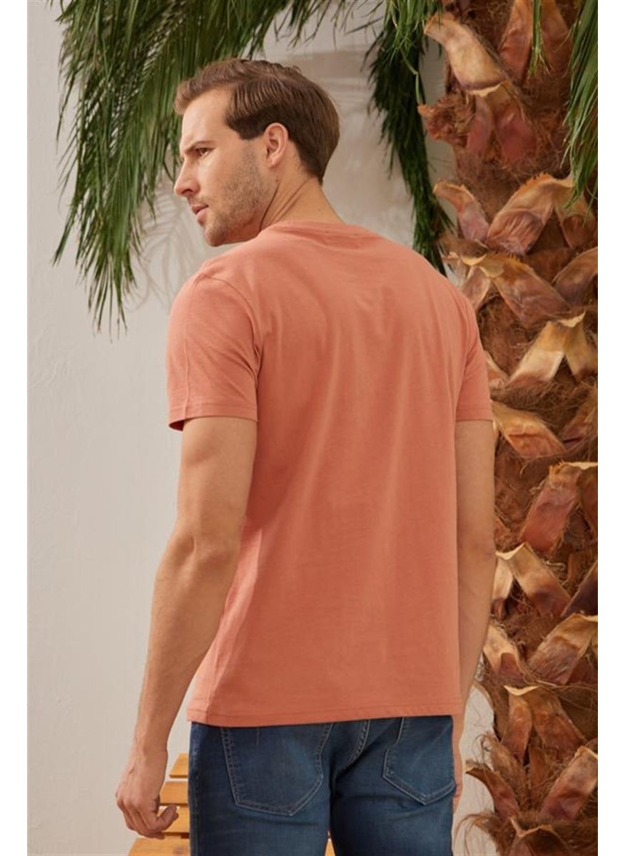 Odelon Men's Crew Neck Slim Fit Basic T-Shirt Tile  - Image 4