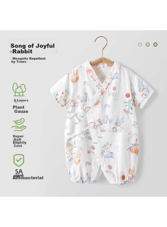 Beptides Beipesi Baby Clothes Summer Thin Bamboo Cotton Romper Newborn Gauze Ha Yi Short Sleeve Baby Pajamas - Image 1