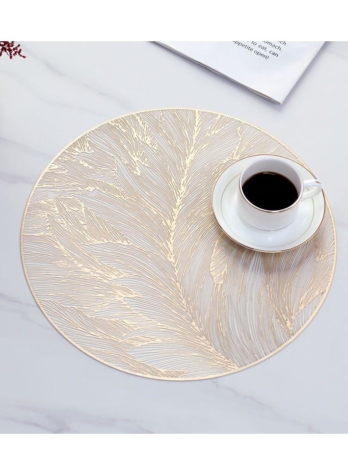 Placemats Round Hollow Flower Table Mats Pressed Vinyl Flower Leaf Table Mats for Holiday Party Wedding Decoration Centerpiece Table Decor Set of 6 - Image 1