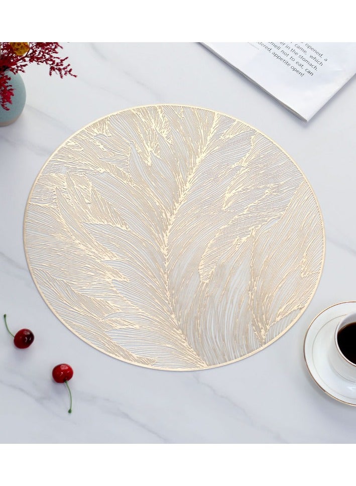 Placemats Round Hollow Flower Table Mats Pressed Vinyl Flower Leaf Table Mats for Holiday Party Wedding Decoration Centerpiece Table Decor Set of 6 - Image 2