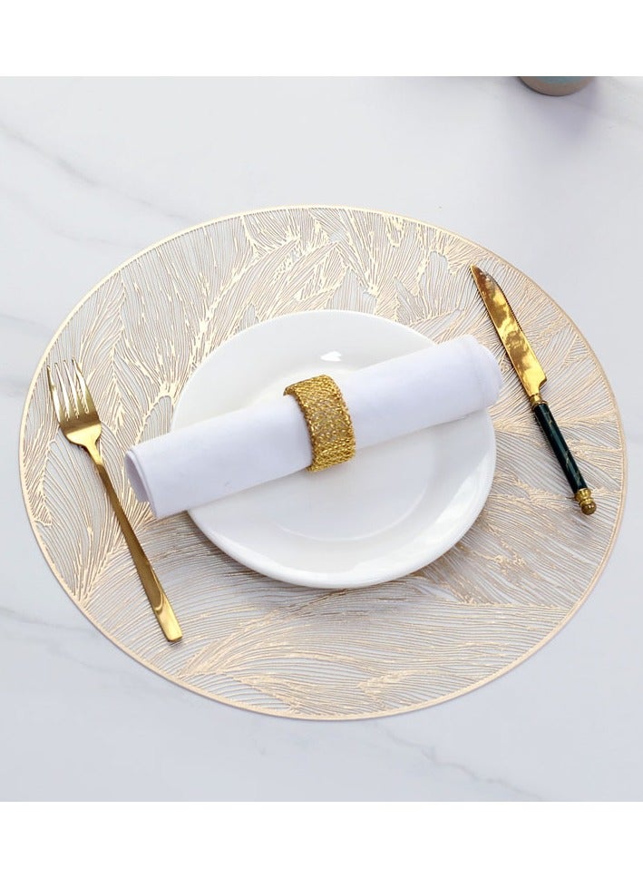 Placemats Round Hollow Flower Table Mats Pressed Vinyl Flower Leaf Table Mats for Holiday Party Wedding Decoration Centerpiece Table Decor Set of 6 - Image 3