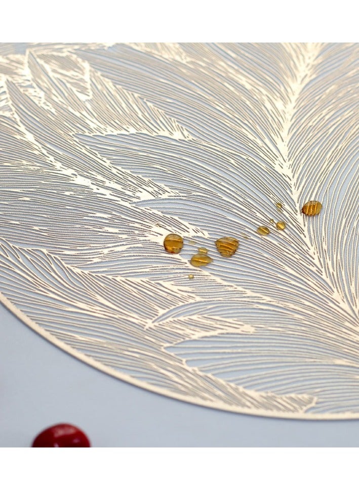 Placemats Round Hollow Flower Table Mats Pressed Vinyl Flower Leaf Table Mats for Holiday Party Wedding Decoration Centerpiece Table Decor Set of 6 - Image 4