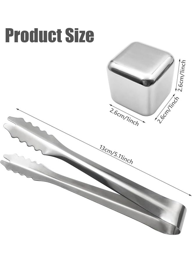 أمازينج. إي جي بي ذا باك | مجموعة مكعبات ثلج من الستانلس ستيل مع ملقط، 8 قطع، احجار ويسكي قابلة لاعادة الاستخدام للمشروبات، فضي (فضي) - Image 3