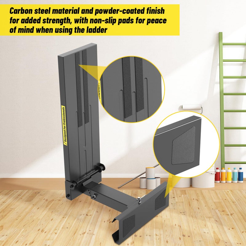 Tanfix Foldable | Heavy-Duty Ladder Extender Pro, High Strength Steel Material Design Ladder Extension Pro for Stairs w/Non-Slip Mat, 11.4-18" Adjustable Height, Applicable Ladder Feet Spacing 25" - Image 5